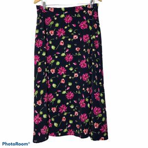 Vintage Cricket Lane Floral Prairie Midi Skirt Button Front Skirt Women's 18